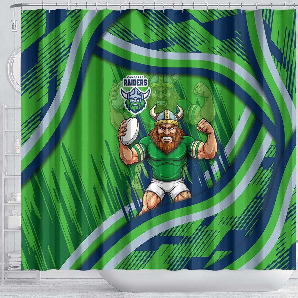 Canberra Raiders Rugby Mascot Shower Curtain Fierce Athlete Graphic in Sports Style