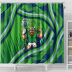 Canberra Raiders Rugby Mascot Shower Curtain Fierce Athlete Graphic in Sports Style