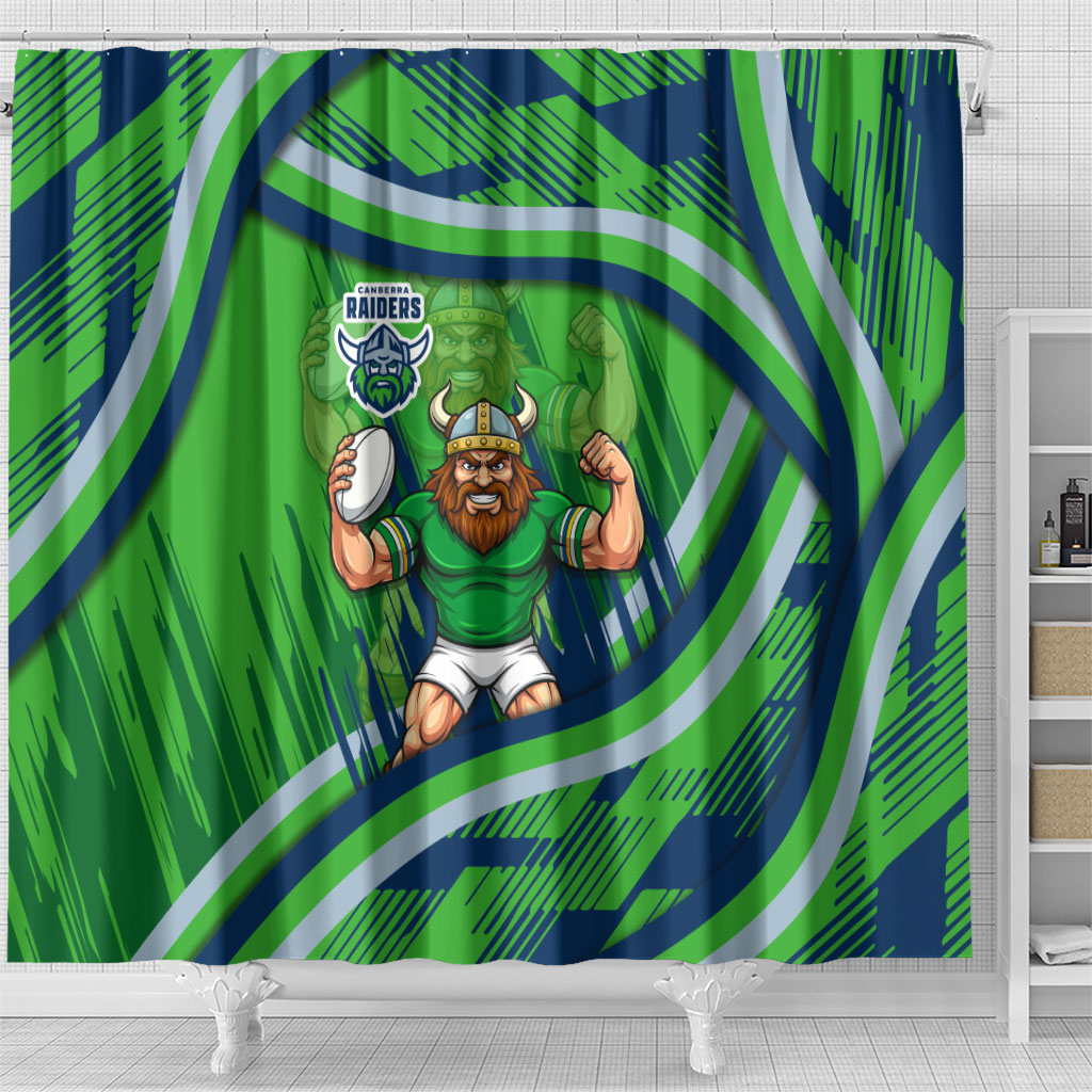 Canberra Raiders Rugby Mascot Shower Curtain Fierce Athlete Graphic in Sports Style