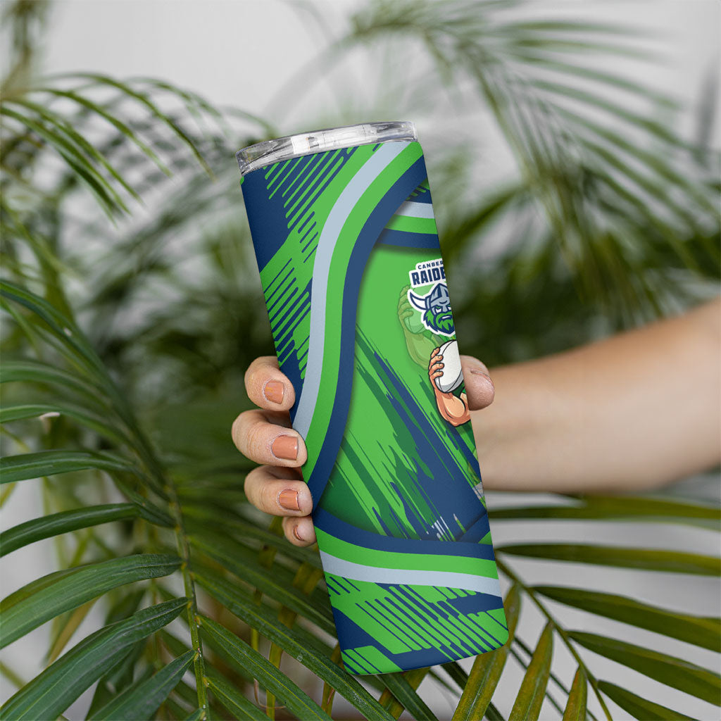 Canberra Raiders Rugby Mascot Skinny Tumbler Fierce Athlete Graphic in Sports Style