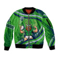 Canberra Raiders Rugby Mascot Sleeve Zip Bomber Jacket Fierce Athlete Graphic in Sports Style