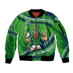 Canberra Raiders Rugby Mascot Sleeve Zip Bomber Jacket Fierce Athlete Graphic in Sports Style