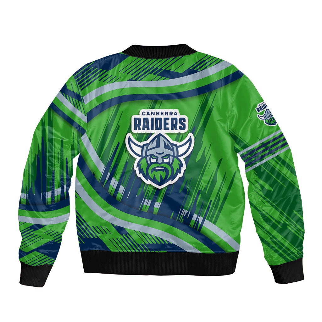 Canberra Raiders Rugby Mascot Sleeve Zip Bomber Jacket Fierce Athlete Graphic in Sports Style