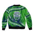 Canberra Raiders Rugby Mascot Sleeve Zip Bomber Jacket Fierce Athlete Graphic in Sports Style
