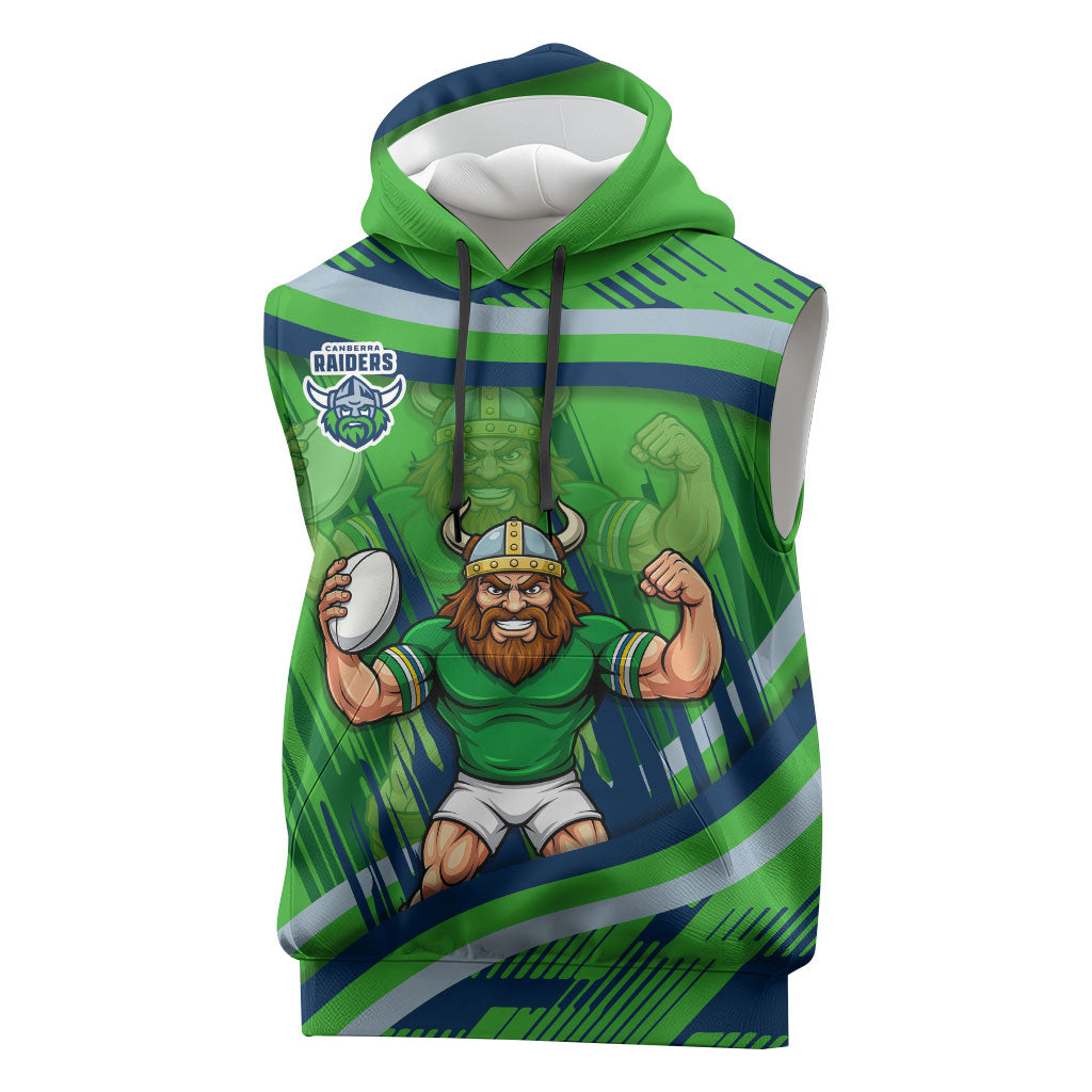 Canberra Raiders Rugby Mascot Sleeveless Hoodie Fierce Athlete Graphic in Sports Style