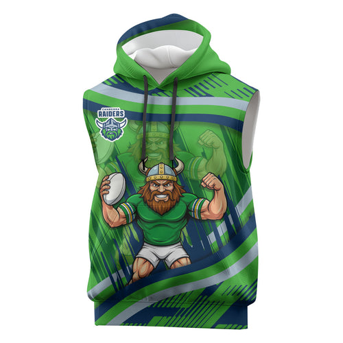 Canberra Raiders Rugby Mascot Sleeveless Hoodie Fierce Athlete Graphic in Sports Style