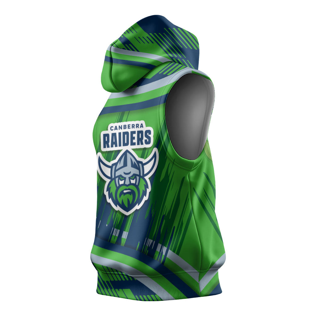 Canberra Raiders Rugby Mascot Sleeveless Hoodie Fierce Athlete Graphic in Sports Style