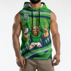 Canberra Raiders Rugby Mascot Sleeveless Hoodie Fierce Athlete Graphic in Sports Style