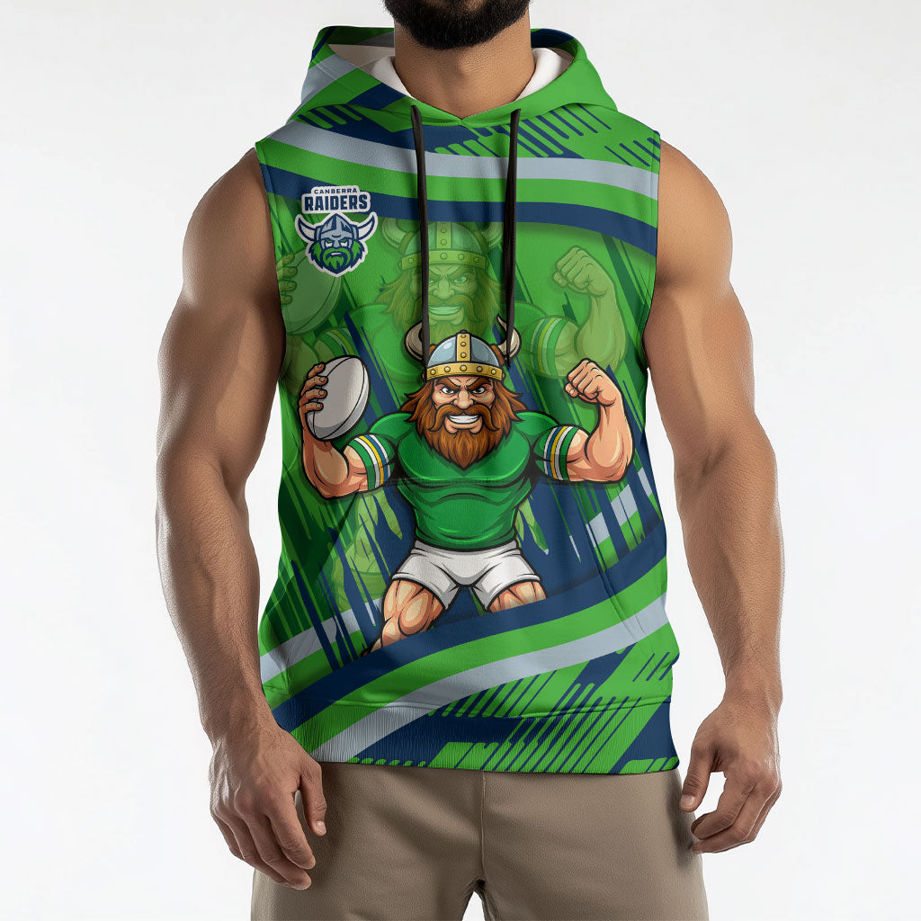 Canberra Raiders Rugby Mascot Sleeveless Hoodie Fierce Athlete Graphic in Sports Style