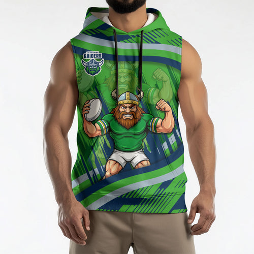 Canberra Raiders Rugby Mascot Sleeveless Hoodie Fierce Athlete Graphic in Sports Style