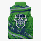 Canberra Raiders Rugby Mascot Sleeveless Puffer Jacket Fierce Athlete Graphic in Sports Style