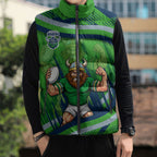 Canberra Raiders Rugby Mascot Sleeveless Puffer Jacket Fierce Athlete Graphic in Sports Style