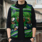 Canberra Raiders Rugby Mascot Sleeveless Puffer Jacket Fierce Athlete Graphic in Sports Style