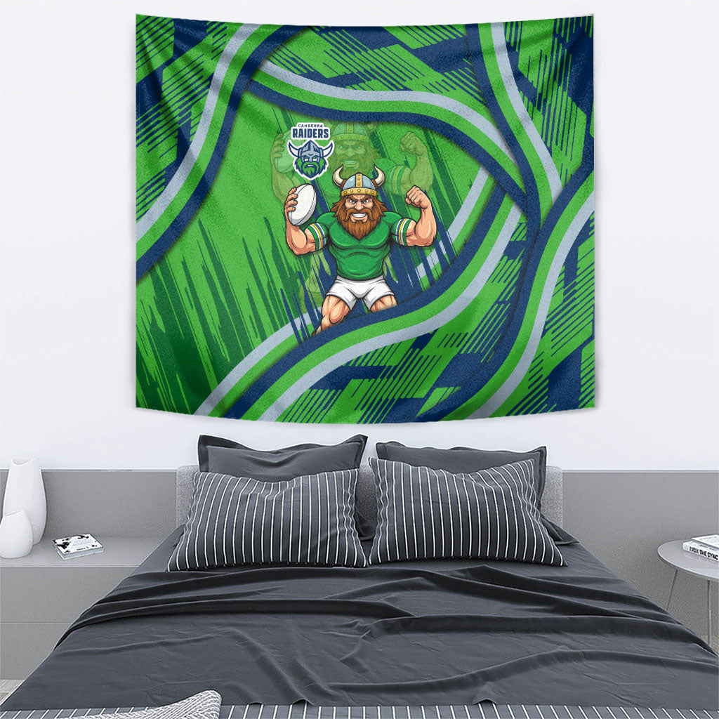 Canberra Raiders Rugby Mascot Tapestry Fierce Athlete Graphic in Sports Style