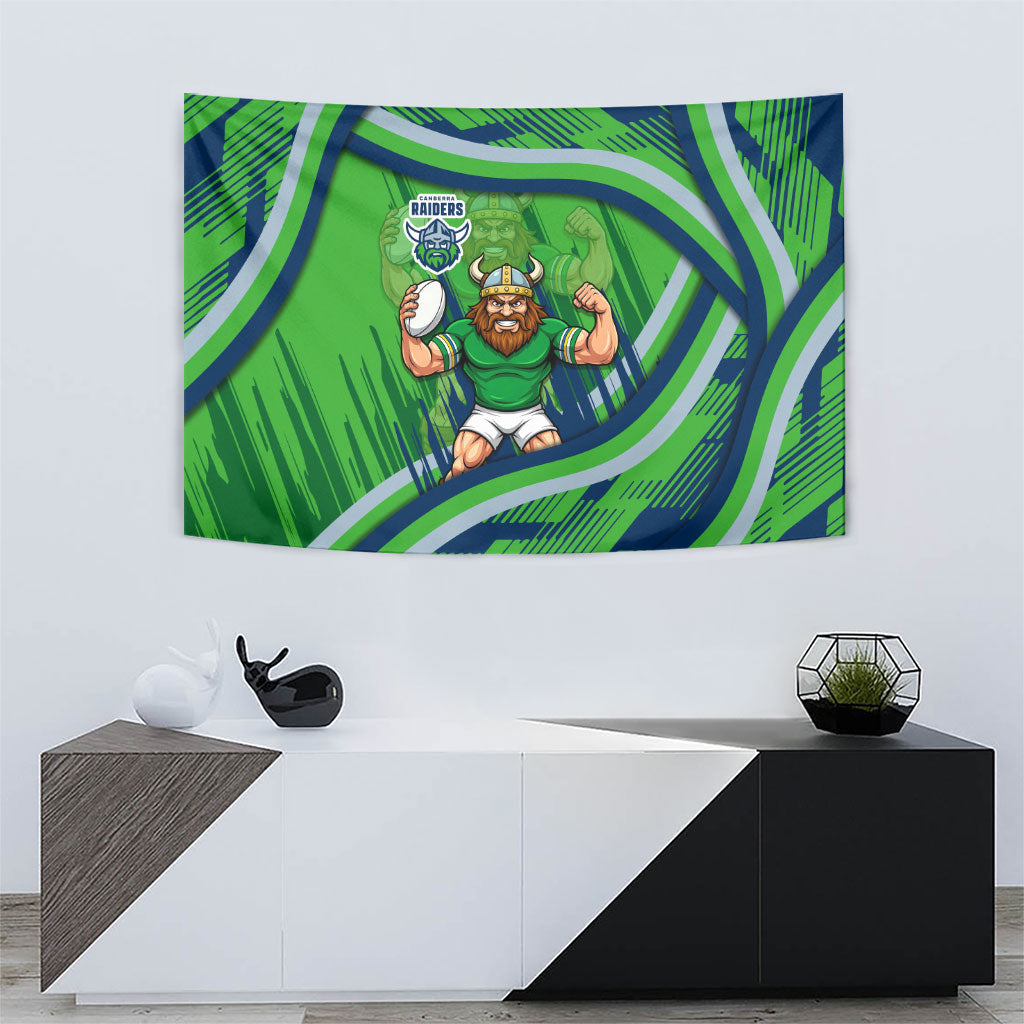 Canberra Raiders Rugby Mascot Tapestry Fierce Athlete Graphic in Sports Style