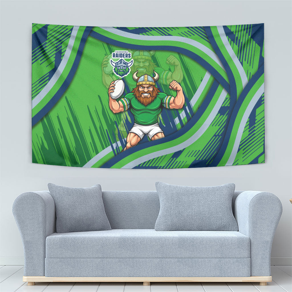 Canberra Raiders Rugby Mascot Tapestry Fierce Athlete Graphic in Sports Style