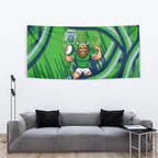 Canberra Raiders Rugby Mascot Tapestry Fierce Athlete Graphic in Sports Style