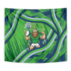 Canberra Raiders Rugby Mascot Tapestry Fierce Athlete Graphic in Sports Style