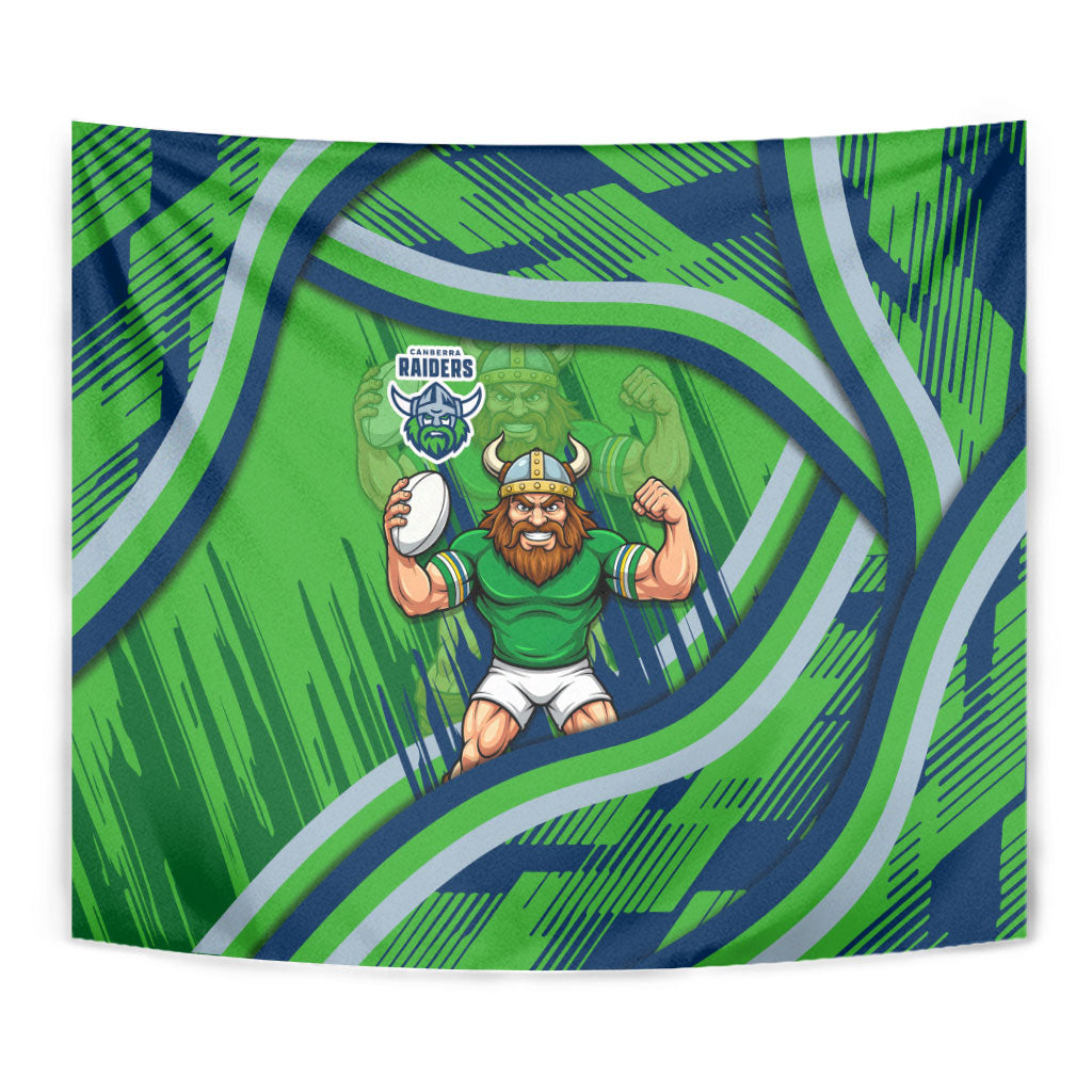 Canberra Raiders Rugby Mascot Tapestry Fierce Athlete Graphic in Sports Style