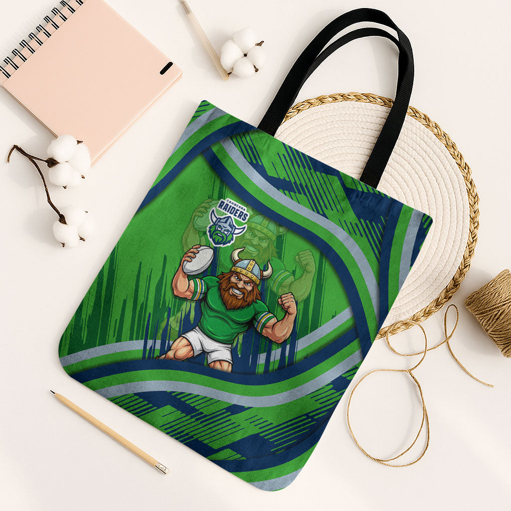 Canberra Raiders Rugby Mascot Tote Bag Fierce Athlete Graphic in Sports Style