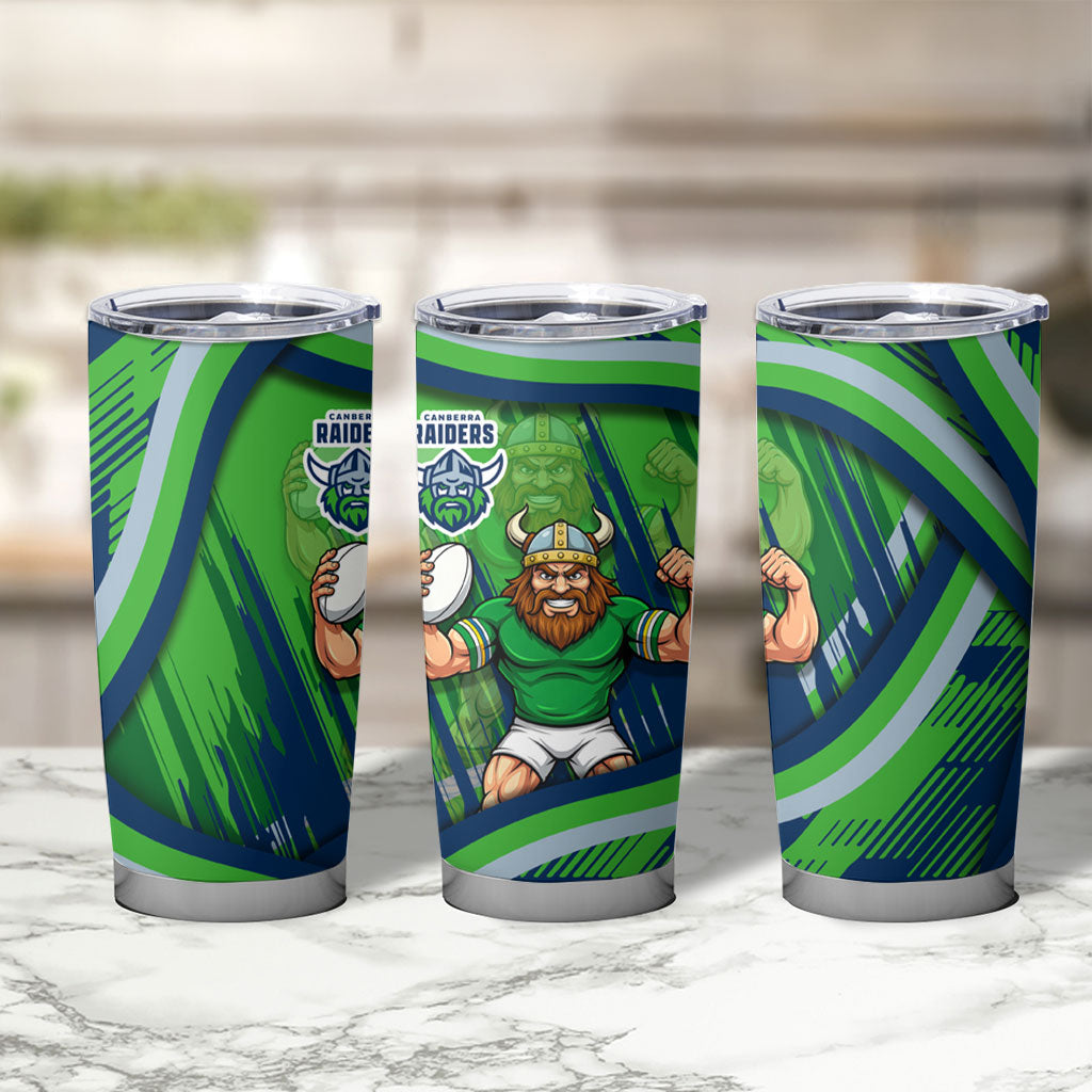 Canberra Raiders Rugby Mascot Tumbler Cup Fierce Athlete Graphic in Sports Style
