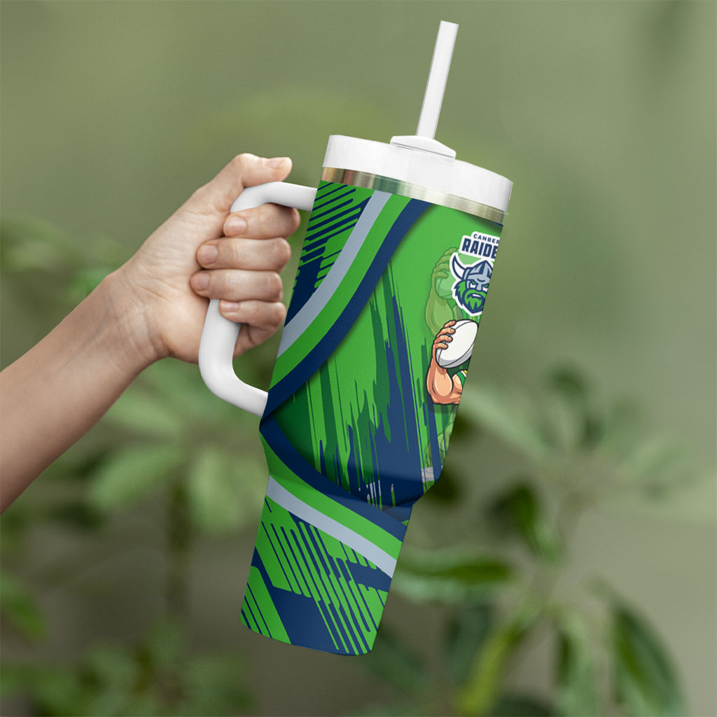 Canberra Raiders Rugby Mascot Tumbler With Handle Fierce Athlete Graphic in Sports Style