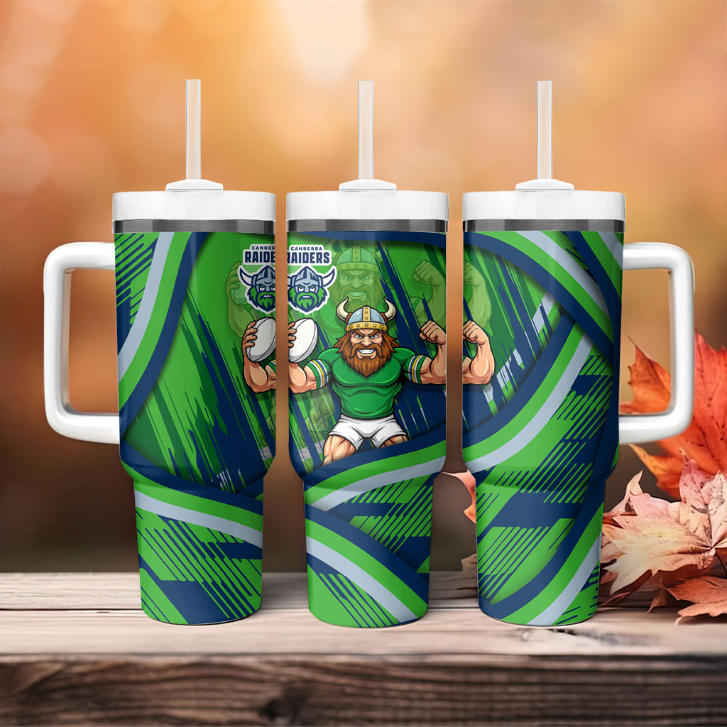 Canberra Raiders Rugby Mascot Tumbler With Handle Fierce Athlete Graphic in Sports Style