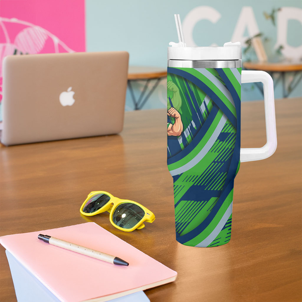 Canberra Raiders Rugby Mascot Tumbler With Handle Fierce Athlete Graphic in Sports Style