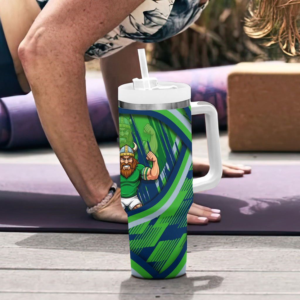 Canberra Raiders Rugby Mascot Tumbler With Handle Fierce Athlete Graphic in Sports Style