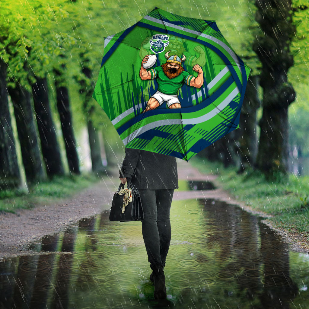 Canberra Raiders Rugby Mascot Umbrella Fierce Athlete Graphic in Sports Style