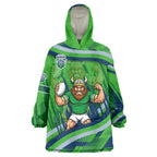 Canberra Raiders Rugby Mascot Wearable Blanket Hoodie Fierce Athlete Graphic in Sports Style