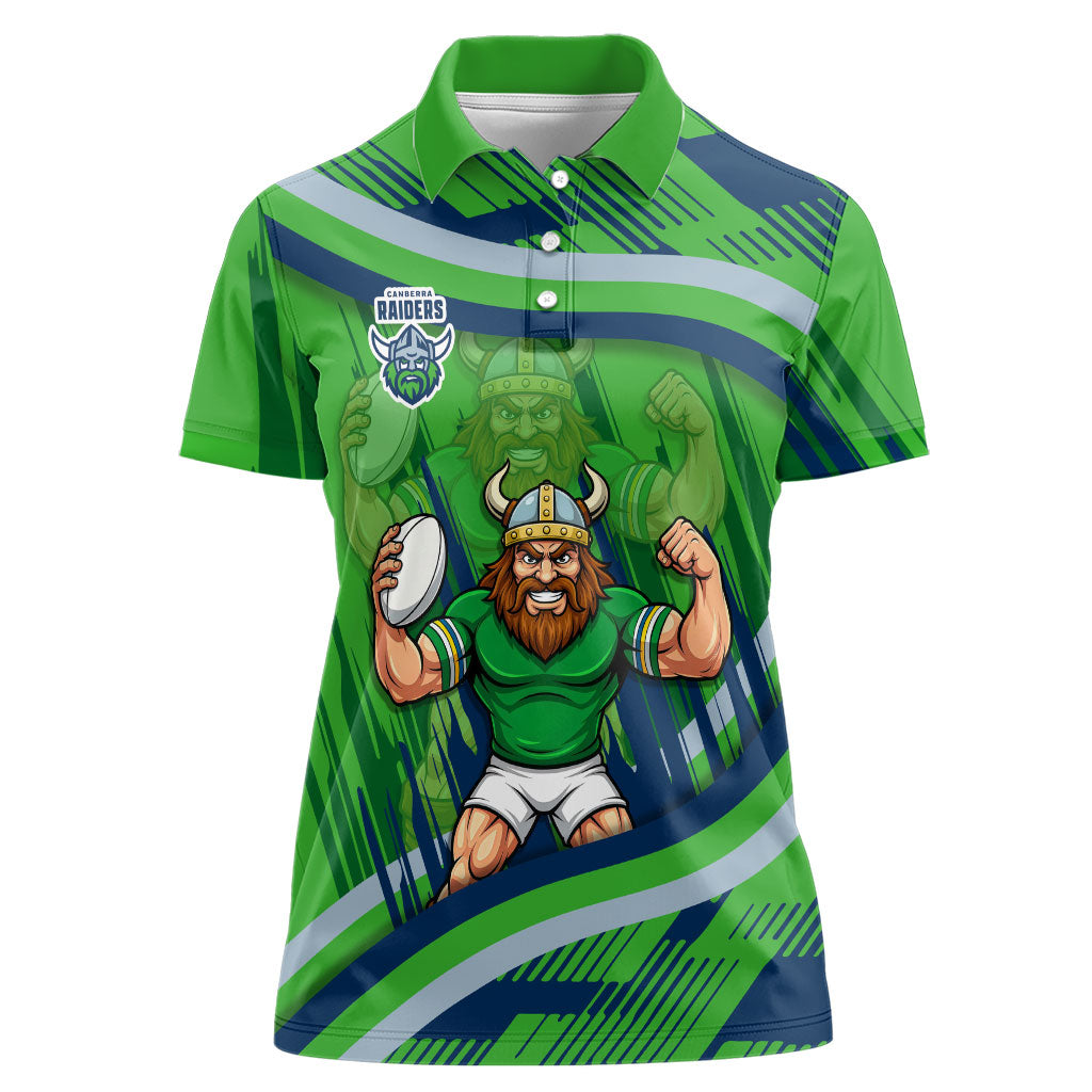 Canberra Raiders Rugby Mascot Women Polo Shirt Fierce Athlete Graphic in Sports Style