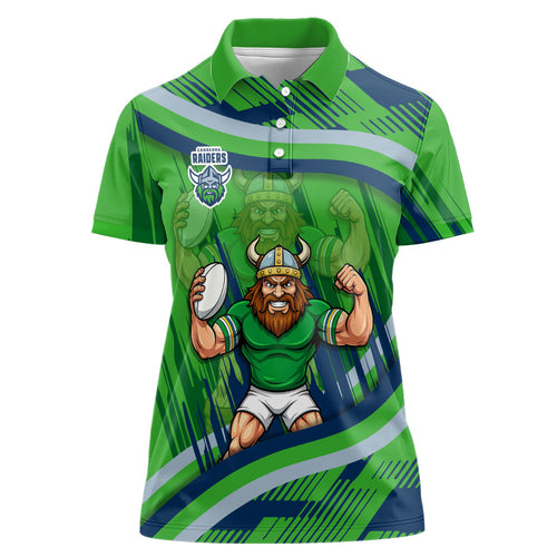 Canberra Raiders Rugby Mascot Women Polo Shirt Fierce Athlete Graphic in Sports Style