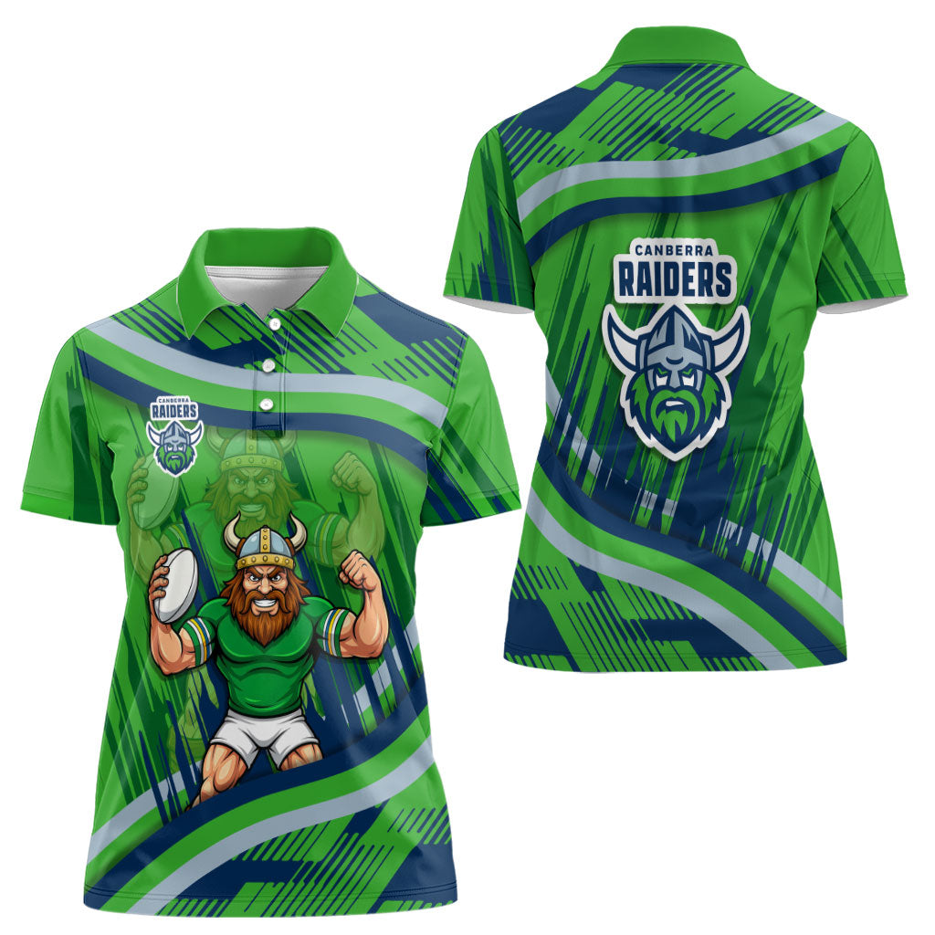 Canberra Raiders Rugby Mascot Women Polo Shirt Fierce Athlete Graphic in Sports Style