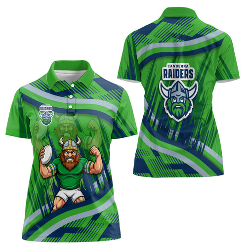 Canberra Raiders Rugby Mascot Women Polo Shirt Fierce Athlete Graphic in Sports Style