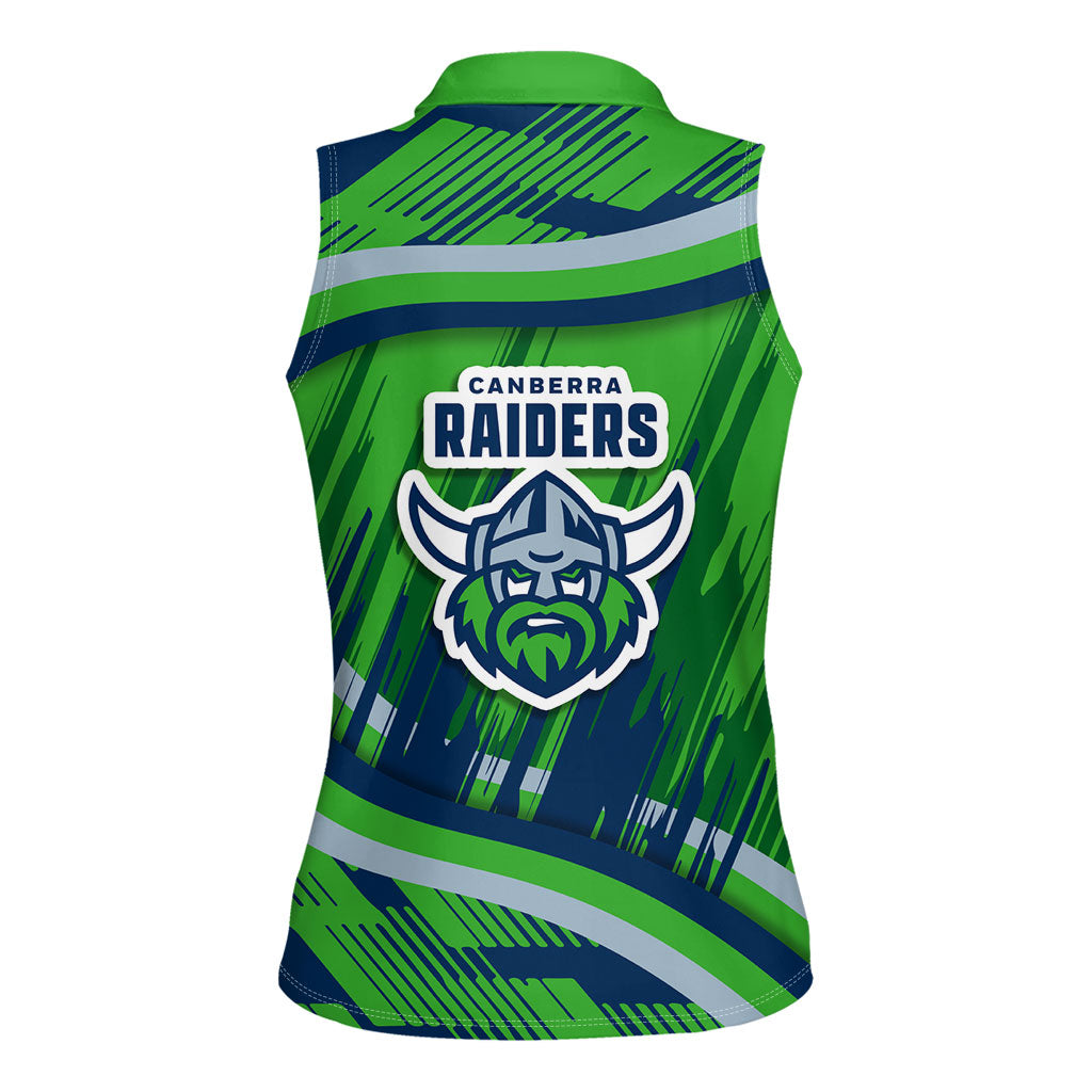 Canberra Raiders Rugby Mascot Women Sleeveless Polo Shirt Fierce Athlete Graphic in Sports Style
