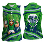 Canberra Raiders Rugby Mascot Women Sleeveless Polo Shirt Fierce Athlete Graphic in Sports Style