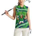 Canberra Raiders Rugby Mascot Women Sleeveless Polo Shirt Fierce Athlete Graphic in Sports Style