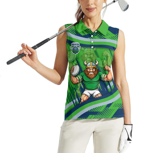 Canberra Raiders Rugby Mascot Women Sleeveless Polo Shirt Fierce Athlete Graphic in Sports Style