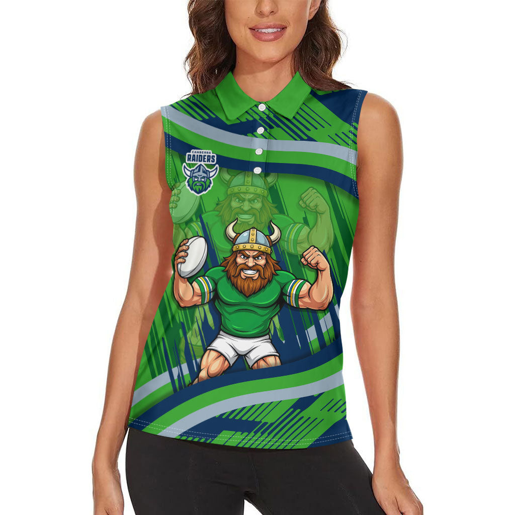 Canberra Raiders Rugby Mascot Women Sleeveless Polo Shirt Fierce Athlete Graphic in Sports Style