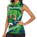 Canberra Raiders Rugby Mascot Women Sleeveless Polo Shirt Fierce Athlete Graphic in Sports Style