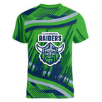 Canberra Raiders Rugby Mascot Women V-Neck T-Shirt Fierce Athlete Graphic in Sports Style