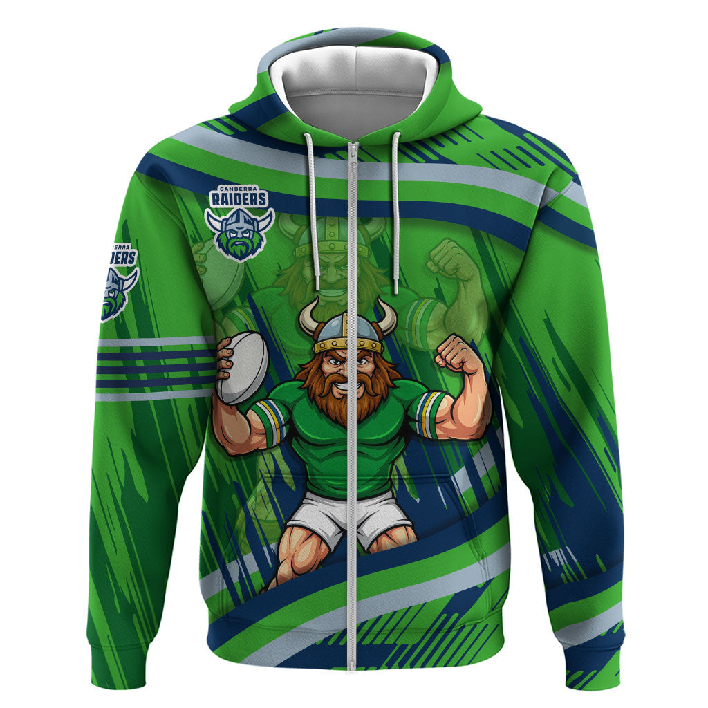 Canberra Raiders Rugby Mascot Zip Hoodie Fierce Athlete Graphic in Sports Style
