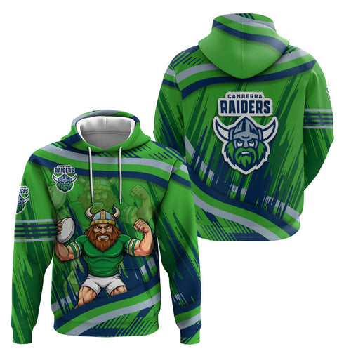 Canberra Raiders Rugby Mascot Zip Hoodie Fierce Athlete Graphic in Sports Style