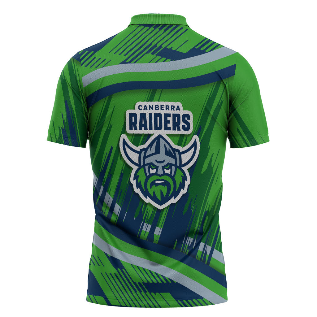 Canberra Raiders Rugby Mascot Zipper Polo Shirt Fierce Athlete Graphic in Sports Style