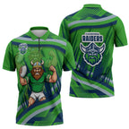 Canberra Raiders Rugby Mascot Zipper Polo Shirt Fierce Athlete Graphic in Sports Style