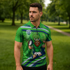 Canberra Raiders Rugby Mascot Zipper Polo Shirt Fierce Athlete Graphic in Sports Style