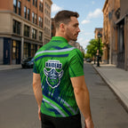 Canberra Raiders Rugby Mascot Zipper Polo Shirt Fierce Athlete Graphic in Sports Style