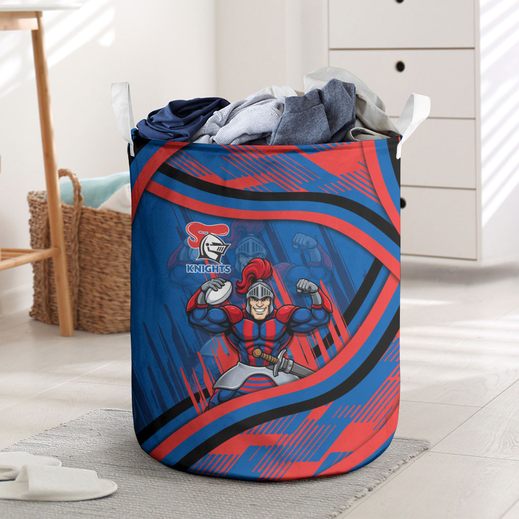 Newcastle Knights Rugby Mascot Laundry Basket Fierce Athlete Graphic in Sports Style