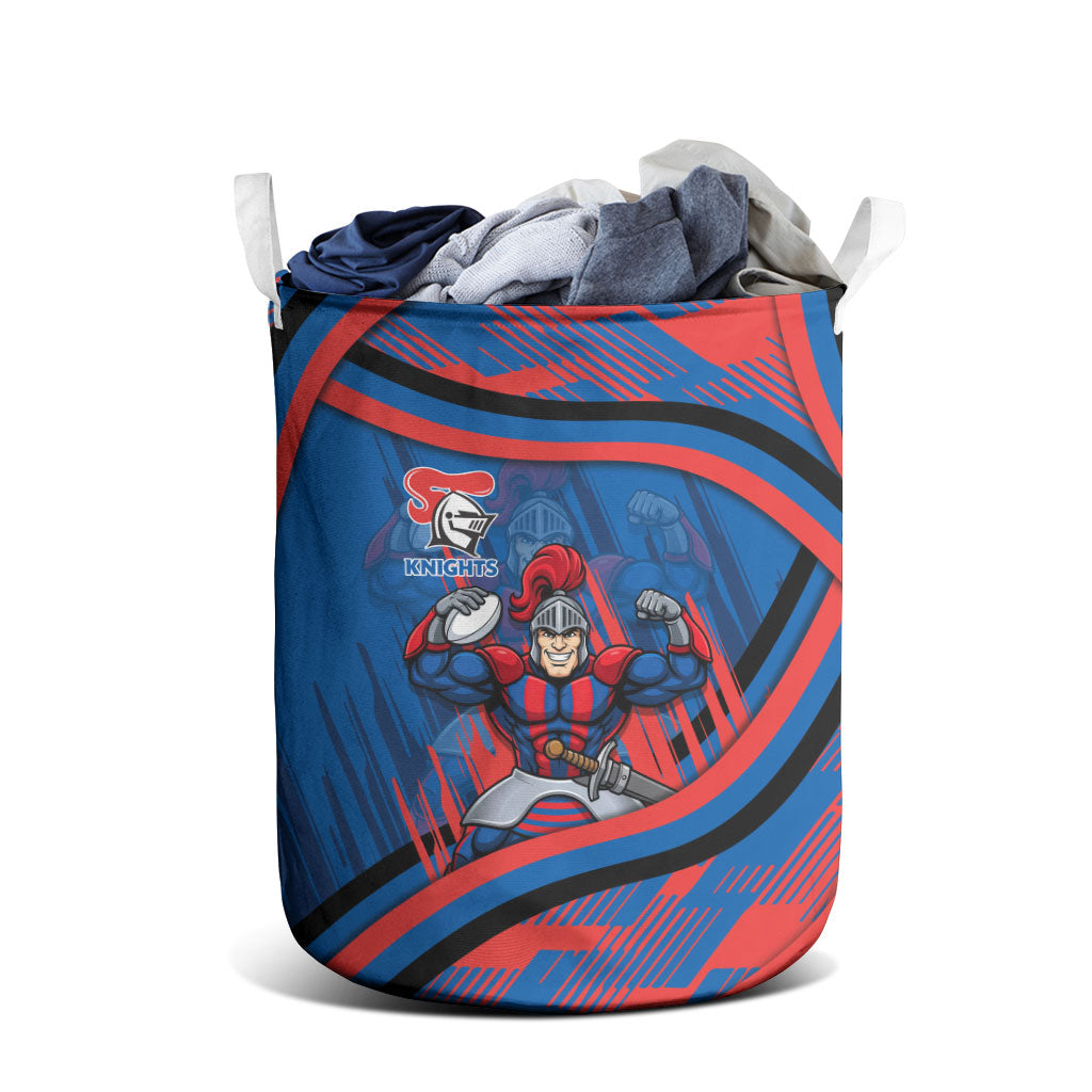 Newcastle Knights Rugby Mascot Laundry Basket Fierce Athlete Graphic in Sports Style